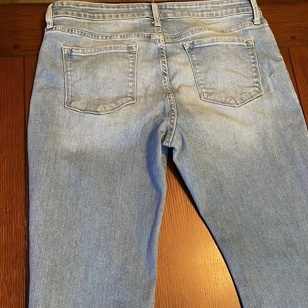Kancan flare. Light blue denim. Size 32  distressed bottoms. - Picture 9 of 9